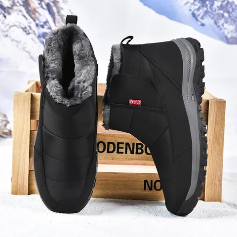 Winter Schneestiefel Wasserdichtes Oxford-Gewebe Fleece Gefüttert Warm Rutschfest Wanderschuhe Für Senioren Lässige Outdoorschuhe