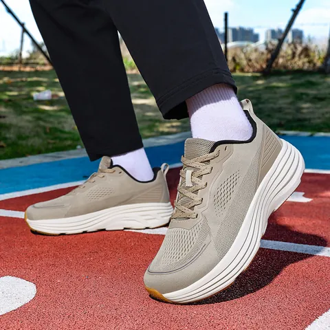 Men's Wide Toe Box Running Shoes Breathable Mesh Thick Sole Casual Sneakers Outdoor Walking Shoes For Fat Feet High Instep