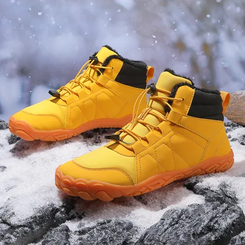 Outdoor Winter Snow Boots For Men Women Waterproof Fleece Lined Warm Hiking Boots Non-Slip Rubber Sole Drawstring Boots
