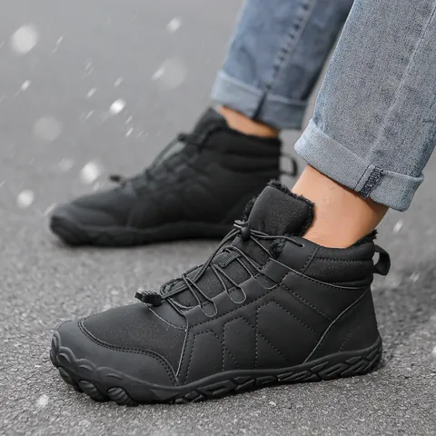 Outdoor Winter Snow Boots For Men Women Waterproof Fleece Lined Warm Hiking Boots Non-Slip Rubber Sole Drawstring Boots