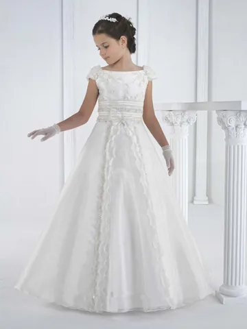 Elegant White Flower Girl Dress Lace Embroidery Mesh Wedding Party Ball Gown Princess Tulle Formal Maxi Dress For Children