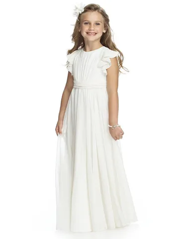 Elegant Ruffle Chiffon Flower Girl Dress For Wedding Party Kids Maxi Princess Gown Ceremony Dress