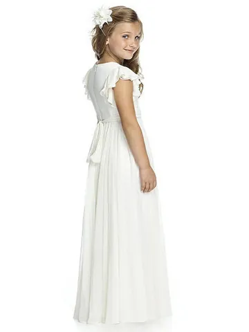 Elegant Ruffle Chiffon Flower Girl Dress For Wedding Party Kids Maxi Princess Gown Ceremony Dress