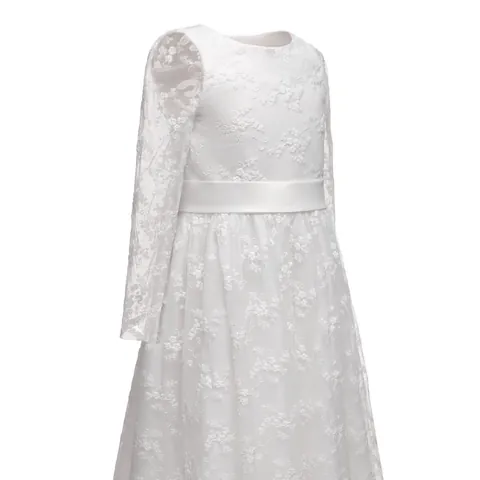 Blumenmädchen Spitze Langarm Hochzeitskleid Weiß Kinder Elegant Prinzessin Kleid Für Geburtstag Party Aufführung Zeremonie