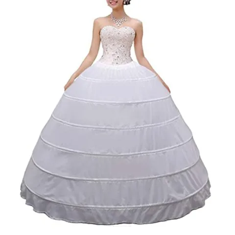 Women's Hoop Wedding Petticoat Crinoline Underskirt For Ball Gown Bridal Dress White Adjustable Waist Full Shape Support