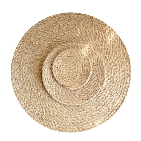 Natural Jute Linen Hand Woven Round Oval Heat Resistant Placemats Non Slip Decorative Table Coasters For Dining Kitchen Table