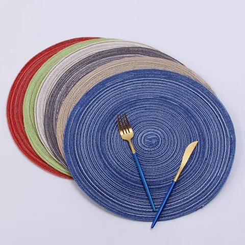 Nordic Handmade Ramie Round Woven Placemats Heat Resistant Non-Slip Dining Table Mats For Plates Cups Minimalist Home Decor