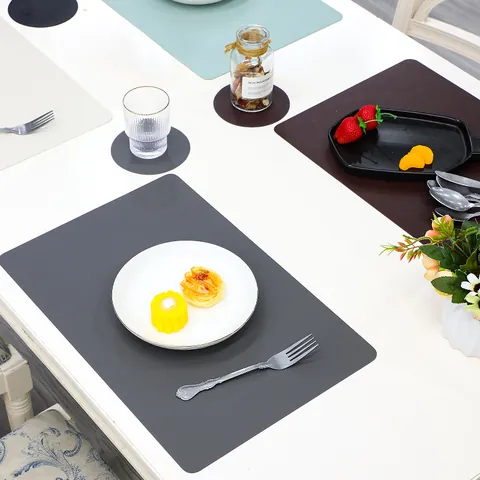 Nordic Minimalist Waterproof Heat Insulation PVC Placemat Solid Color Irregular Shape Table Mat For Home Restaurant Kitchen Decoration