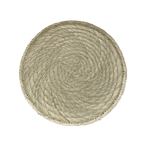 Japanese Round Woven Seagrass Corn Husk Placemats Heat Resistant Non-Slip Straw Table Mats Natural Decorative Braided Place Mats For Home Kitchen Dining