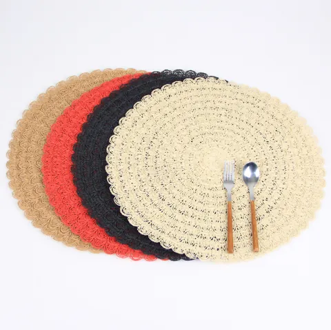 Modernes Minimalistisches Rundes Gewebtes Papier Tischset Wellenrand Hitzebeständige Tischmatte Für Haus Küche Dekor