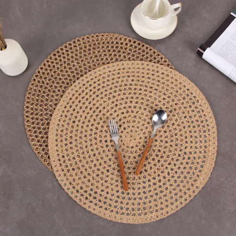 Nordic Minimalist Round Jute Placemat Heat Resistant Non-Slip Woven Table Mat For Kitchen Dining Room Home Decor
