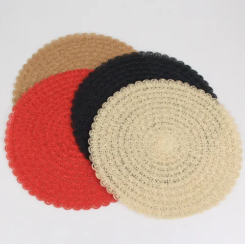 Modernes Minimalistisches Rundes Gewebtes Papier Tischset Wellenrand Hitzebeständige Tischmatte Für Haus Küche Dekor
