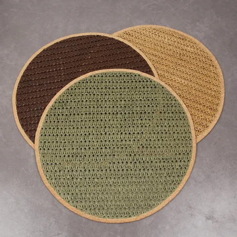Round Woven Paper Placemat With Cork Border Heat Resistant Non-Slip Dining Table Mat For Kitchen Home Restaurant Decor