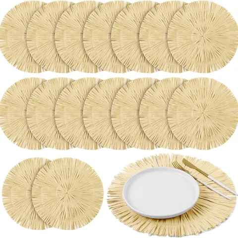 Handgemaakte Ronde Papierstro Geweven Placemats Met Kwastjes Boho Tafelmatten Hittebestendig Antislip Voor Huisdecoratie
