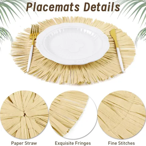 Handgemaakte Ronde Papierstro Geweven Placemats Met Kwastjes Boho Tafelmatten Hittebestendig Antislip Voor Huisdecoratie