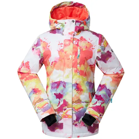 Women's Waterproof Ski Jacket Windproof Hooded Winter Outdoor Snow Coat Breathable Patterned Snowboard Apparel