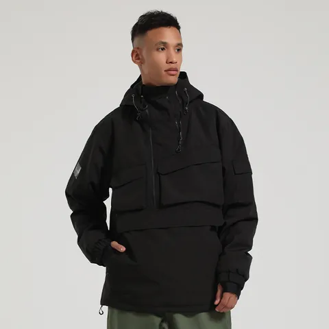 Unisex Outdoor Waterproof Ski Jacket Warm Windproof Hooded Anorak Multi-Pocket Snowboard Coat For Men Women Winter Sport Outerwear