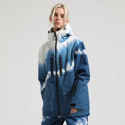 Women's Men's Hooded Ski Jacket Waterproof Windproof Breathable Thick Outdoor Snow Sport Coat Top Snowboard Suit