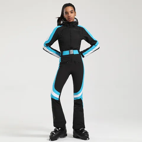 Damen Schlanke Passform Skianzug Wasserdicht Winddicht Warm Mit Kapuze Snowboardanzug Mit Gürtel Outdoor Wintersportbekleidung