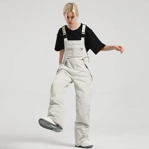 Women's Waterproof Windproof Ski Bib Overalls Snowboard Pants Adjustable Straps Pockets Outdoor Winter Sports Pants