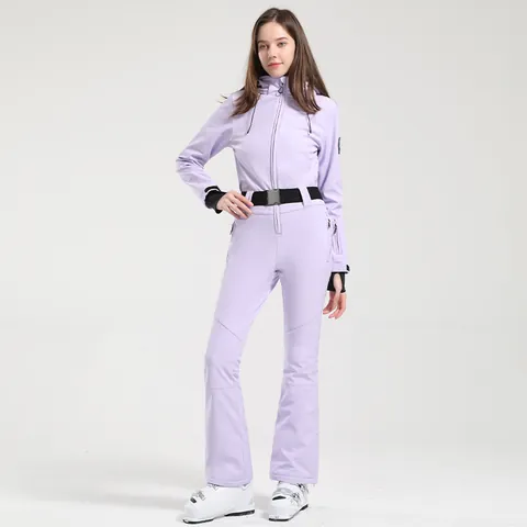 Women One Piece Ski Suit Waterproof Windproof Breathable Warm Hooded Snowboard Jumpsuit Outdoor Winter Athletic Jumpsuit