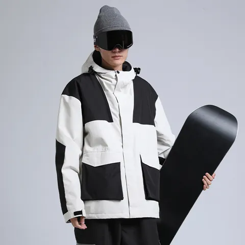 Professionele Heren Snowboard Skipak Jas Waterdicht Winddicht Warm Multi-Pocket Met Capuchon Contrast Kleur Patchwork Buitensport Sneeuwpak