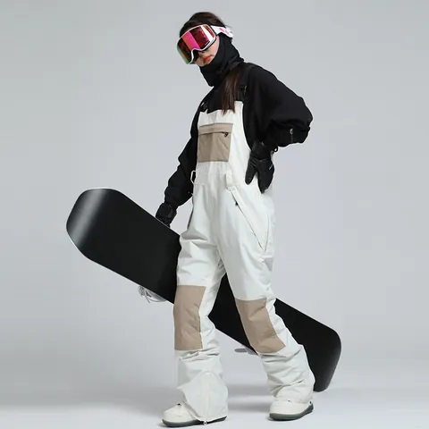 Professional Women Ski Bibs Waterproof Windproof Warm Snowboard Pants Outdoor Winter Sports Gear Breathable Snow Trousers