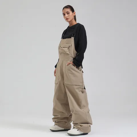 Gsou Snow Womens Skiing Bib Pants Waterproof Windproof Breathable Outdoor Winter Sports Snowboard Bib Overalls