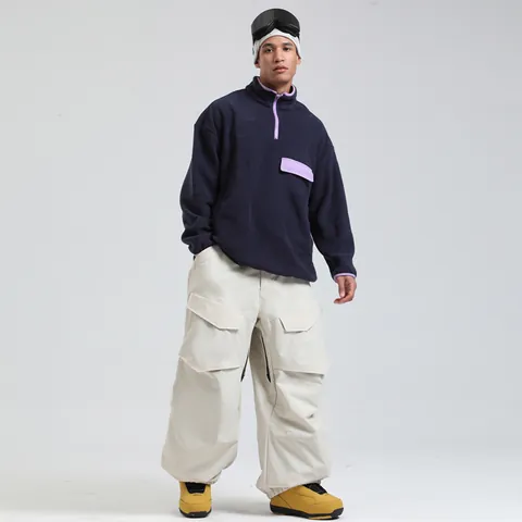 Waterproof Windproof Ski Pants For Men Women Breathable Snowboard Cargo Pants Winter Outdoor Sports Loose Insulated Bottoms
