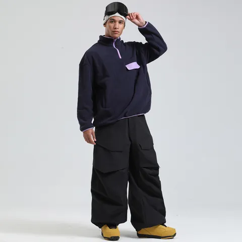 Waterproof Windproof Ski Pants For Men Women Breathable Snowboard Cargo Pants Winter Outdoor Sports Loose Insulated Bottoms