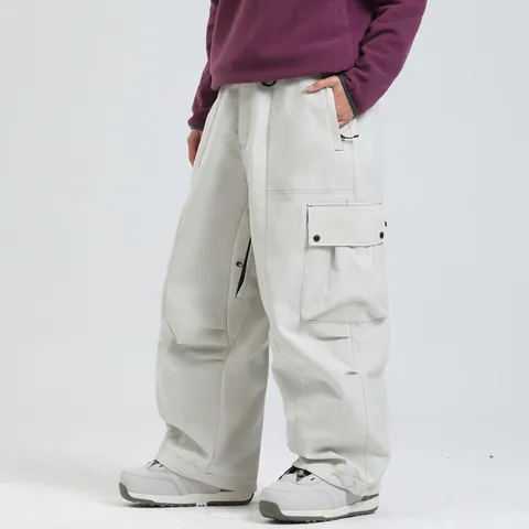 Unisex Waterproof Windproof Ski Pants Outdoor Snowboarding Cargo Trousers Loose Fit Winter Thermal Insulated Sportswear Bottoms
