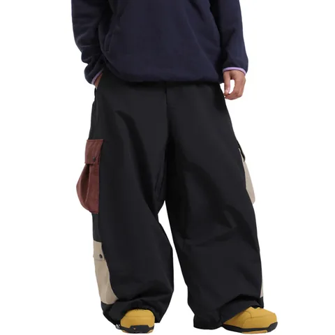 Pantalón de Esquí Cargo Unisex Impermeable a Prueba de Viento Holgado Oversize Pantalones de Snowboard Multibolsillos Invierno