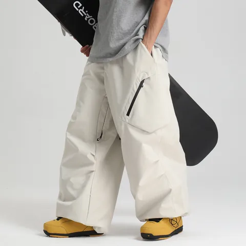 Women Men Snow Pants Waterproof Windproof Warm Winter Outdoor Sport Cargo Ski Trousers Wide Leg Baggy Gradient Solid Color Skiing Pants