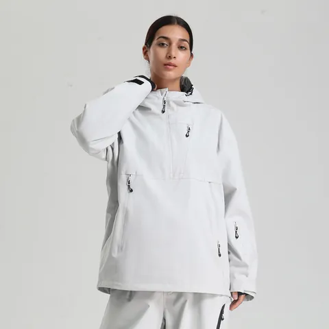 Women's Professional Ski Jacket Waterproof Windproof Breathable Hooded Pullover Anorak Loose Workwear Outdoor Winter Snowboard Top