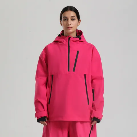 Women's Professional Ski Jacket Waterproof Windproof Breathable Hooded Pullover Anorak Loose Workwear Outdoor Winter Snowboard Top