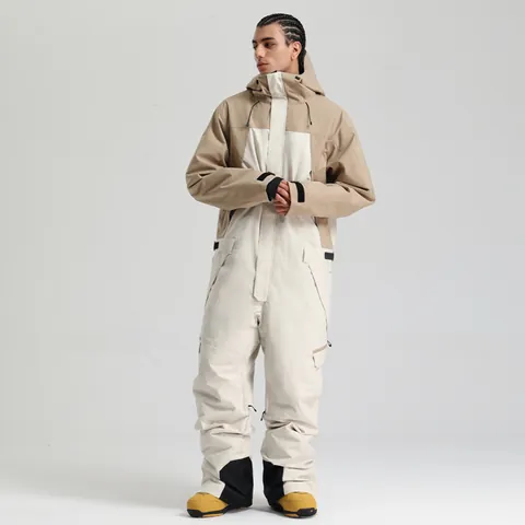 Men Professional One-Piece Ski Suit Waterproof Windproof Warm Breathable Snowboarding Jumpsuit Outdoor Winter Sport Wear