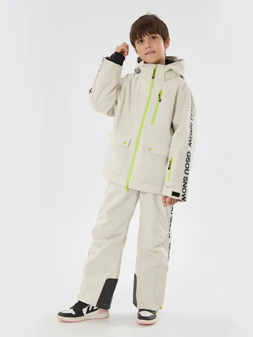 Children's Ski Suit Set Waterproof Windproof Warm Hooded Jacket And Bib Pants Outdoor Snowboarding Gear For Boys Girls