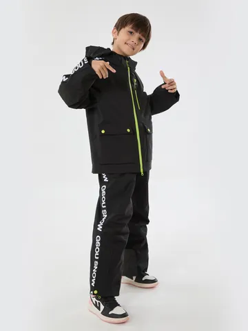 Children's Ski Suit Set Waterproof Windproof Warm Hooded Jacket And Bib Pants Outdoor Snowboarding Gear For Boys Girls