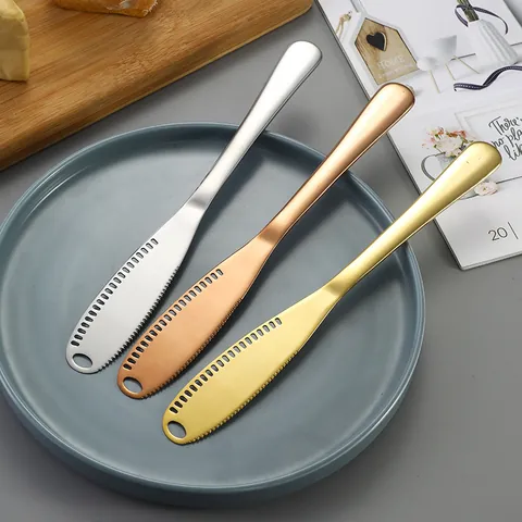 430 Edelstahl Buttermesser 3-in-1 Multifunktional Streicher Schneider Reibe Gezackte Kante Spiegelpoliertes Käsemesser
