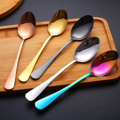 Modern Stainless Steel Knives Forks Large Spoons Tea Spoons Mirror Polished Titanium Plated Flatware With Gift Box For Wedding Party Home