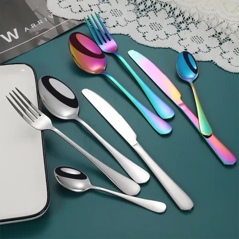 Luxury Polished Stainless Steel Tableware Modern High Quality Knife Fork Spoon Tableware For Wedding Banquet Gift Boxed