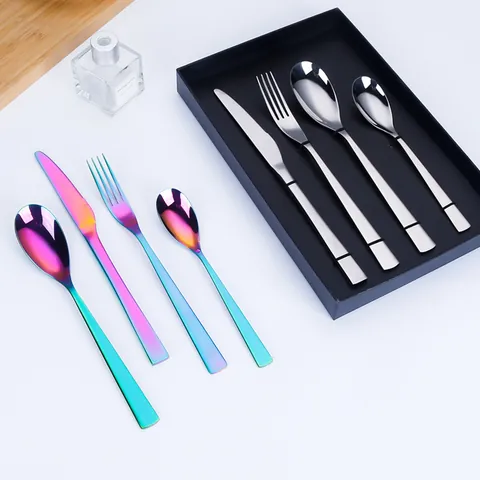 304 Stainless Steel Cutlery Flatware With Dinner Knife Fork Main Spoon Tea Spoon Mirror Polished For Home Restaurant Wedding Party Modern Tableware