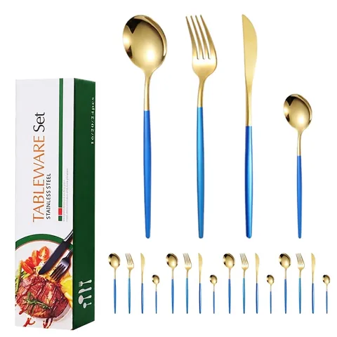 Portuguese Style Stainless Steel Flatware Mirror Polished Knife Fork Spoon Teaspoon Cutlery For Dining Banquet Restaurant Home Gift