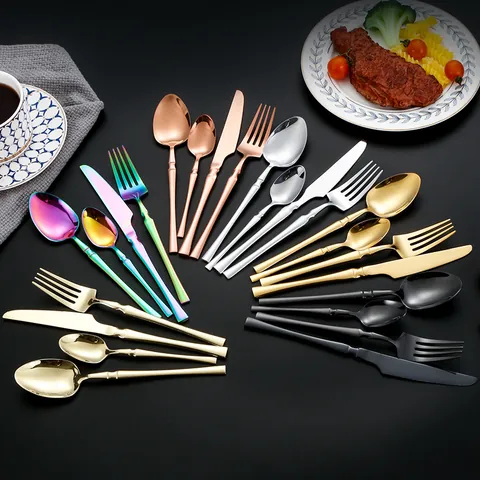 Stainless Steel Cutlery Mirror Polish Knife Fork Large Spoon Small Spoon Nordic Minimalist European Flatware For Home Banquet Dinner
