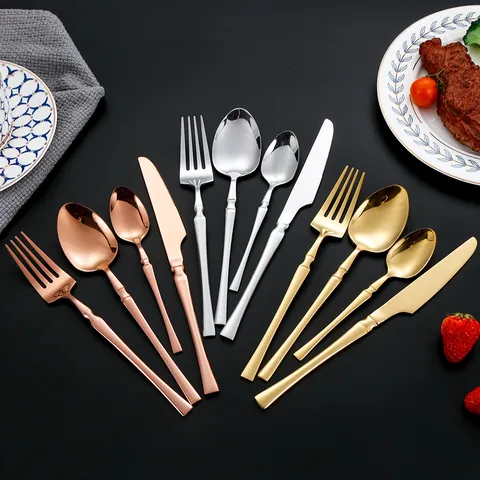 Stainless Steel Cutlery Mirror Polish Knife Fork Large Spoon Small Spoon Nordic Minimalist European Flatware For Home Banquet Dinner
