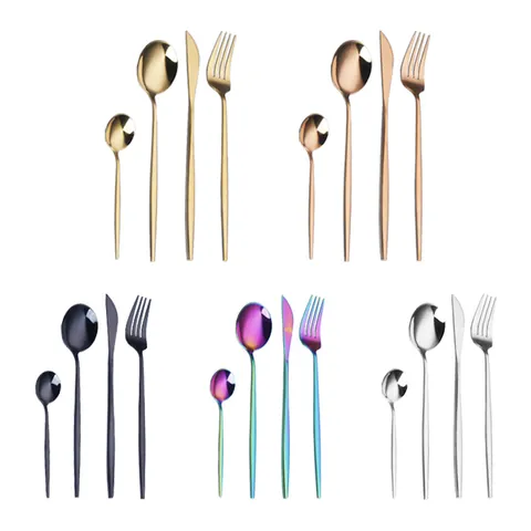 Luxury Stainless Steel Cutlery Collection Including Dinner Knives Forks Spoons Tea Spoons Polished Kitchen Dinnerware In Elegant Gift Case