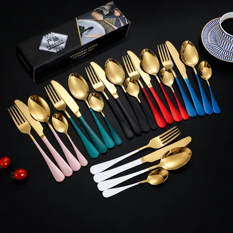 Juego de Cubiertos Moderno de Acero Inoxidable Estilo Portugués Pulido Espejo Con Cuchillo Tenedor Cuchara para Hogar Banquete Boda