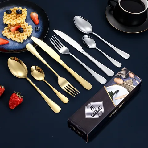 Modern Stainless Steel Cutlery Set Portuguese Style Mirror Polished Dinnerware With Dinner Knife Fork Spoon For Home Banquet Wedding
