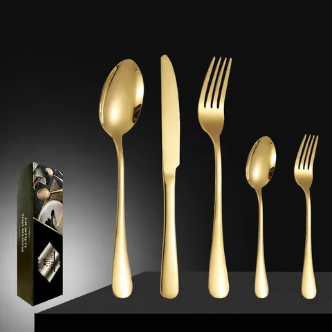 Juego de Cubertería de Acero Inoxidable Pulido Espejo Cuchillo Tenedor Cuchara Vajilla Para Cocina Boda Restaurante