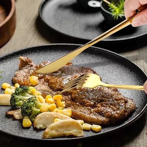 Juego De Cubiertos De Acero Inoxidable Con Cuchillo Tenedor Cuchara Y Cubiertos Pequeños Vajilla Pulida Para Hogar Fiesta
